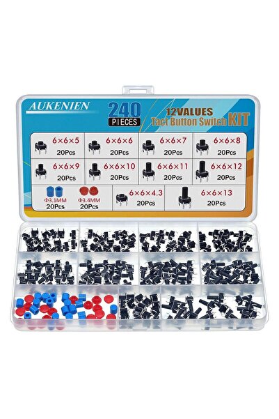 Generic Σετ Κουμπιών Tactile Switch 6x6mm (10 Ύψη, 200τμχ)