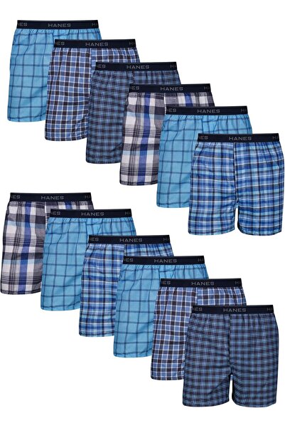 HANES Tagless Boxer Briefs with Exposed Waistband for Men, Multi-pack (12 pie...