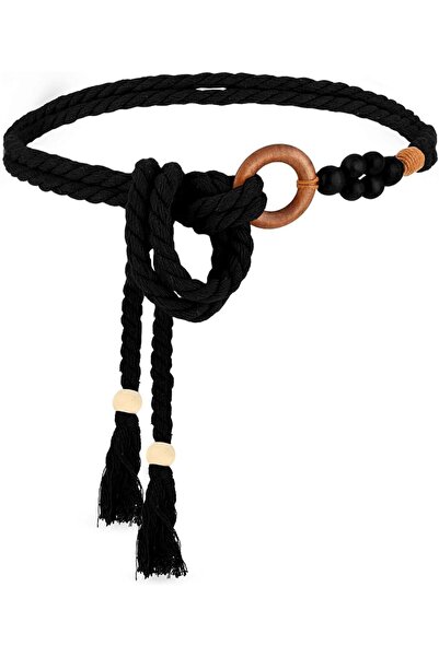 Arabest Women's Tassel Braided Waist Belt,Skinny Woven Belt,Rope Chain,Wooden...