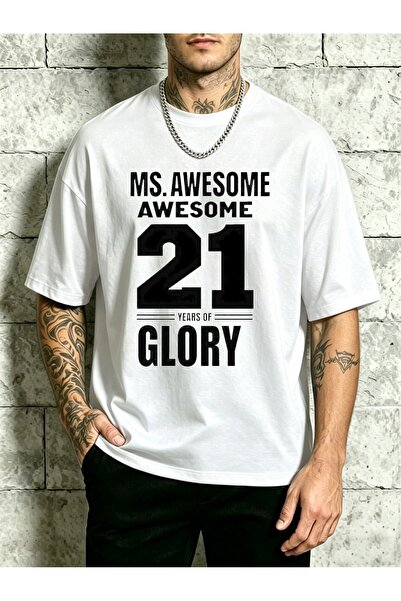 BASEPULSE Casual Style, Men'S T-Shirt, Ms. Awesome 21 Years of Glory, Everyda...