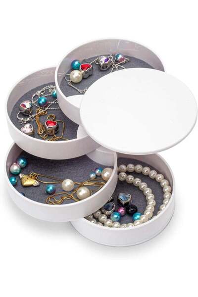 Arabest Rotating Makeup Organizer Box,4-Layer Jewelry Storage,360 Degree Rota...