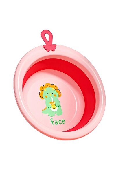 Rao Foldable Bathtub for Children, Baby Bathtub, Round Dinosaur Pattern, Pink