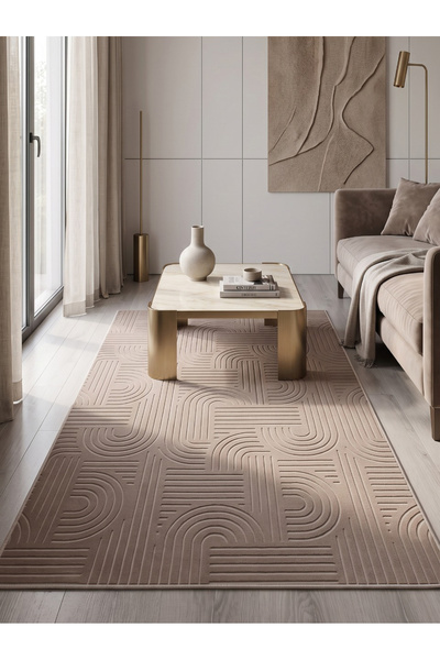 Myevilla Bohem Vizon Emboss Premium Seri Kaymaz Taban Jel Taban Halı Yolluk A...