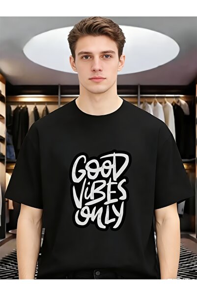BASEPULSE Good Vibes Only Graffiti Style Cool Funny Unique Men Pure Cotton To...