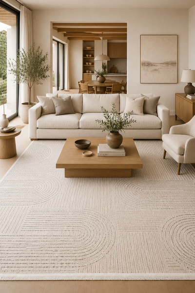 DİLEK HALI Yumuşak Dokulu Modern Krem Salon Oturma Odası Mutfak Halısı