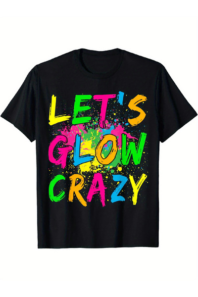 BASEPULSE Men's Glow-in-the-Dark Party T-Shirt with Activated Retro - Short S...