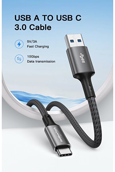 USB-A to USB-C 3.1 Gen 2 Kablo 10Gbps Hızlı Veri Aktarımı 1 Metre
