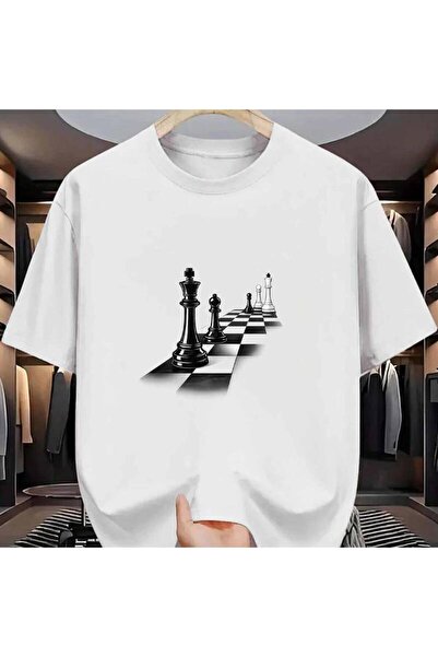 BASEPULSE Men'S T-Shirt Featuring a Black White Chess Pieces Design, Made fro...