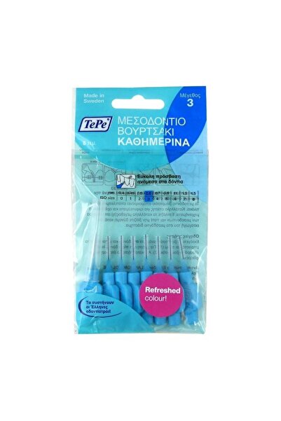 TePe No.3 0.6mm Μεσοδόντια Βουρτσάκια Μπλέ 8τμχ