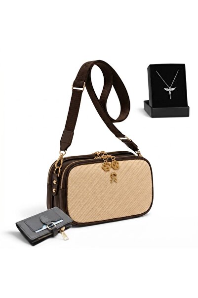 Givenza Wicker Women's Crossbody Bag with Wallet and Necklace Gift, Multi-Com...