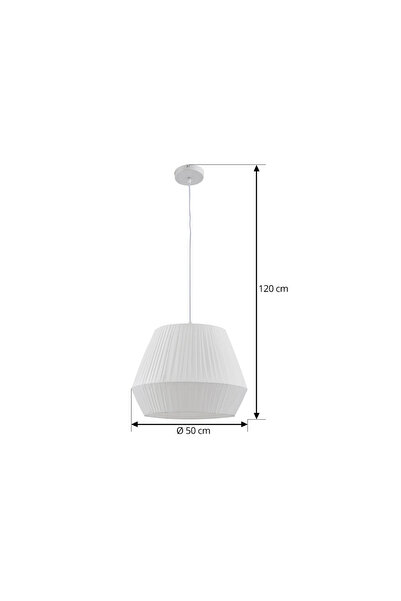Lindby Lampă suspendată Vitore, Ø 40 cm, textil, alb