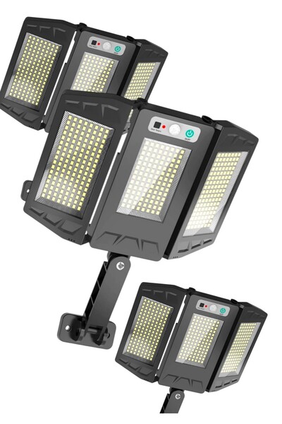 THO Set 3 bucati Lampa Tripla Solara de Perete cu Senzor de Miscare
