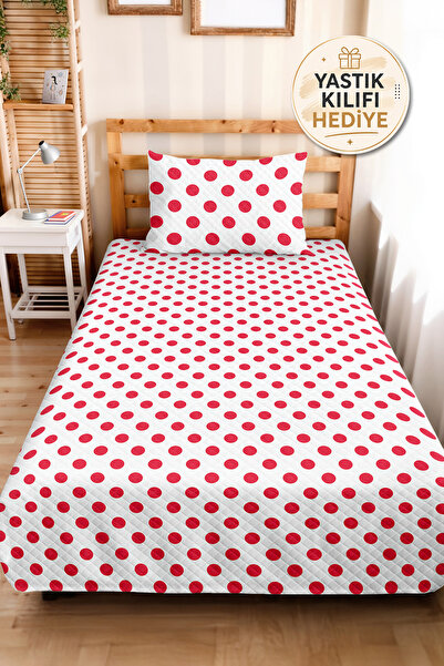 Evimde Bambaşka Polka Dot Red Youth Room Single Pique Set-Modern White 160X22...