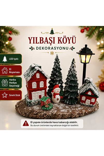 İNCİLİ BAYKUŞ LED Işıklı Yılbaşı Köyü Dekoratif Biblo – Noel Köyü Masaüstü Ev...
