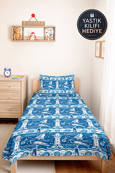 Evimde Bambaşka Plavi svetionik Marine Young Room Jednostruki pike set - Naut...