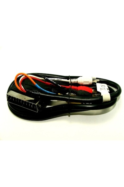 OEM Cablu Scart la 4 RCA, 1m, rotund, alb-galben-negru