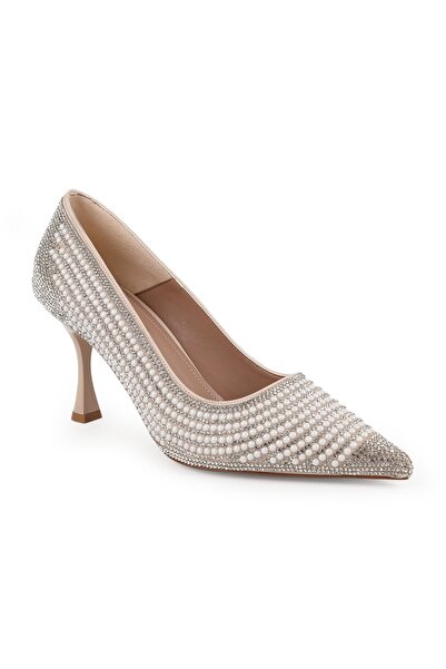 Libero Women's Stiletto Pearl and Crystal Stone Embellished Pointed Toe Goble...