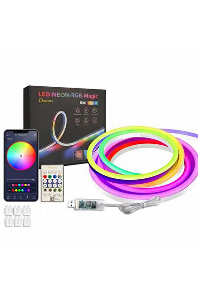 RFAN Kit bandă LED COB, RGB, cu telecomandă, multicolor, 5m, 5V, transformator