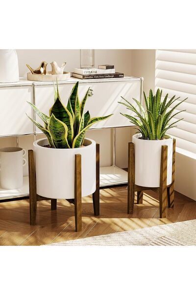 Dotail Plant Stand, adjustable 20–30 cm, height 32 cm, up to 50 kg, bamboo, B...