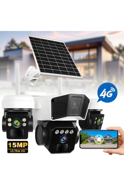 Daismart Cameră de supraveghere exterioară, Daismart, 4G Ultra HD 12MP, panou...