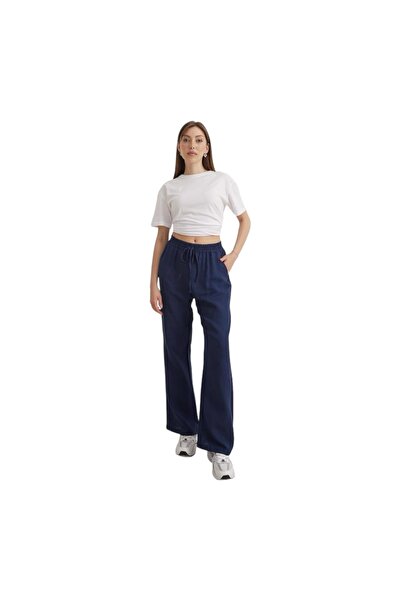 LEVURE Women's Mid-Rise Wide Leg Linen Trousers – Effortless Comfort