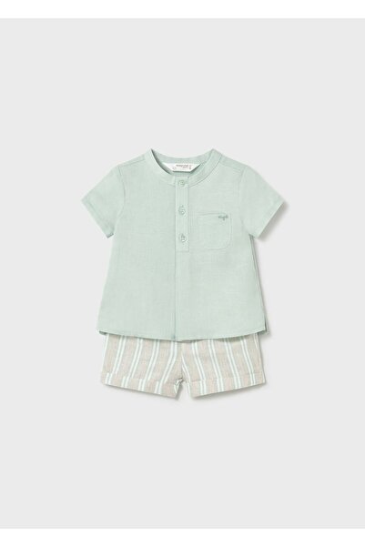 MAYORAL Newborn Baby Boy Shirt Shorts Set Green