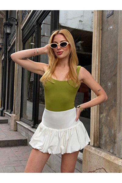 Ruby Wear Kadın Şortlu Balon Etek İçi Taytlı Yüksek Bel Mini Etek