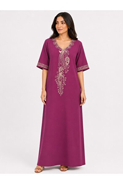 AYOUSH Royal Peacock Embroidered Jalabiya in Gold Rose Color with New Trendy ...