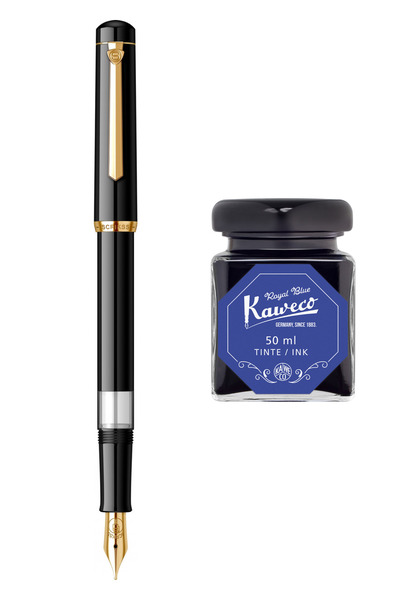 Kaweco Scrikss Pistonlu Siyah Dolma Kalem + 50 ml Mavi Şişe Mürekkep - Wiz De...