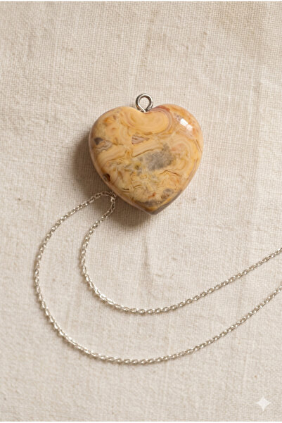 ZGNOVA Heart Shaped Agate Natural Stone Steel Pendant