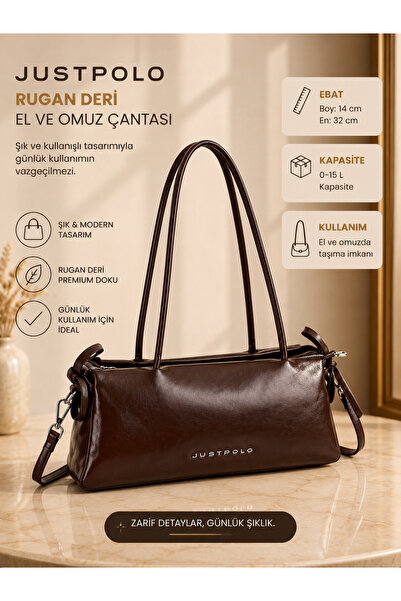 Just Polo Original Women's New Season Bow Detailed Large Size Soft Leather Lu...
