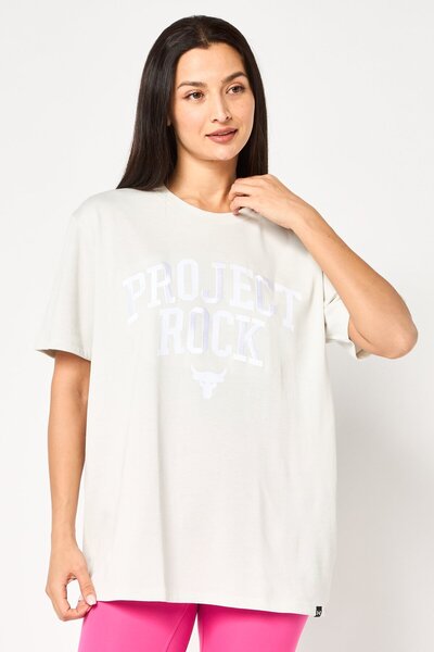 Under Armour x Project Rock Women Loose Fit Short Sleeve Outdoor Top, Cream