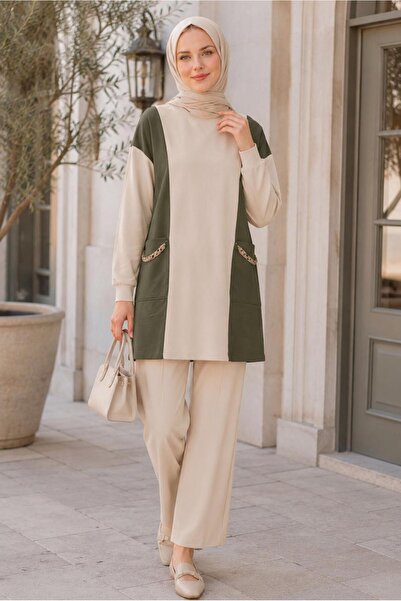 Alvina Color-Blocked Tracksuit Tunic with Chain Detail 43561
