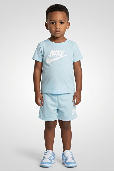 Nike Toddlers Boy 2 Pcs Brand Logo T-Shirt And Shorts Set, Pale Blue