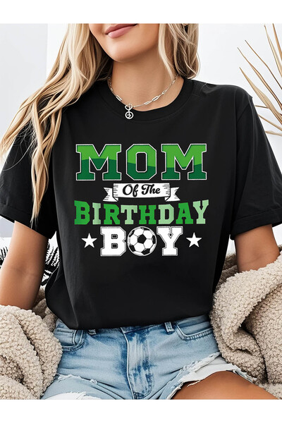 2mcup تي شيرت نسائي مطبوع عليه عبارة "MOM OF THE BIRTHDAY Football Birthday M...