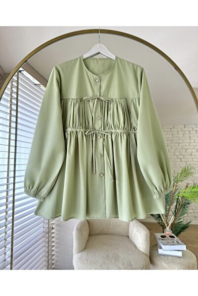 KEVRA Drawstring Bow Detail Tunic Blouse Premium Comfortable Fit