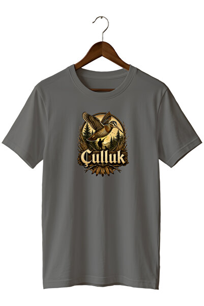 WİDİ Men's Vintage Hunter T-Shirt with Skull and Nature Illustration Print