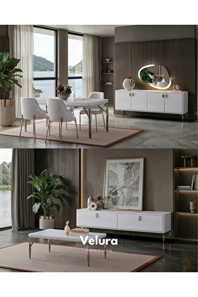 Velura Home & Living Felix Yemek Odası Takımı & Yaşam Odası (TV Ünitesi Dahil)