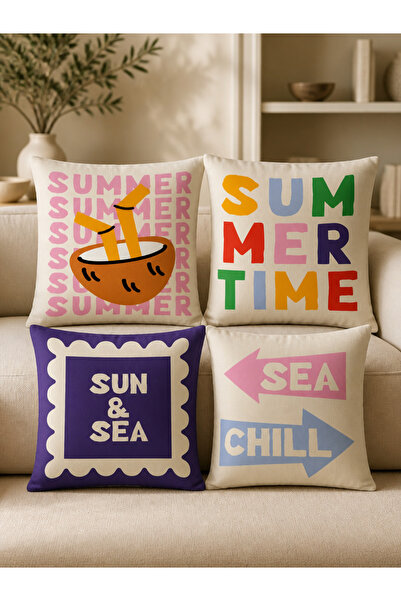 LadiesHome Modern Cottage Style 4-Piece Cushion Cover Set, 43X43 Cm, Double-S...