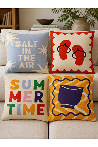 LadiesHome Modern Cottage Style 4-Piece Cushion Cover Set, 43X43 Cm, Double-S...