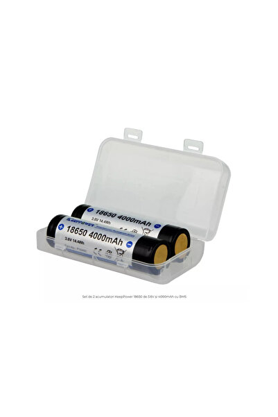 Keeppower Set 2 x Acumulator 3.6V 4000mAh cu BMS KeepPower™ 18650