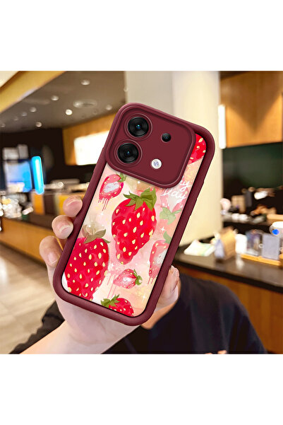 PATTERNOVA infinix Zero 30 5G Uyumlu Suluboya sulu çilek desenli silikon kılı...