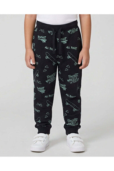 REDTAG Boys Black Printed Active Pants