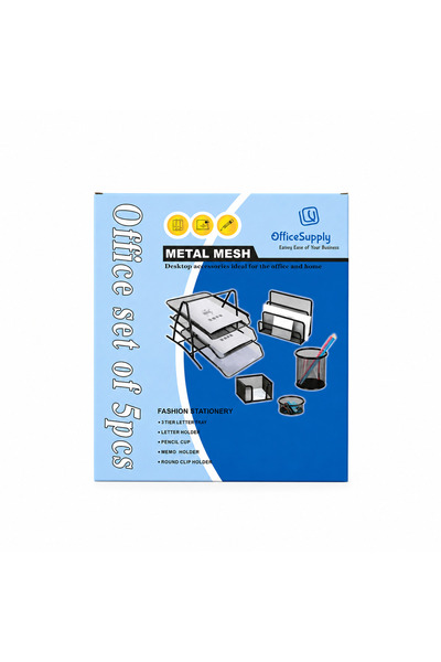 Generic طقم مكتب شبك 5 قطع اسود