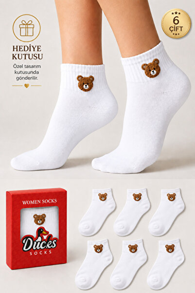 Ducks Socks Women's Teddy Bear Patterned Booties Socks Boxed Cotton 6-Piece S...
