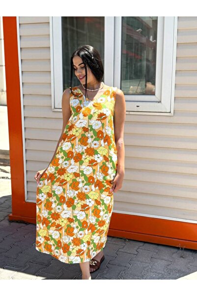 ROKH Women's New Season Floral Pattern Double Pocket Summer Dress