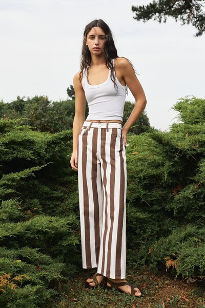 Pull & Bear Çizgili düz kesim pantolon