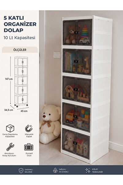 Kitchen Life 5'li Katlanabilir Modüler Çok Amaçlı Organizer Dolap Çizmelik Ay...
