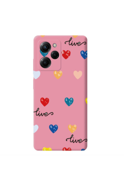Other Xiaomi Poco X5 Pro Heart Lives Pink Colored Silicone TPU Θήκη