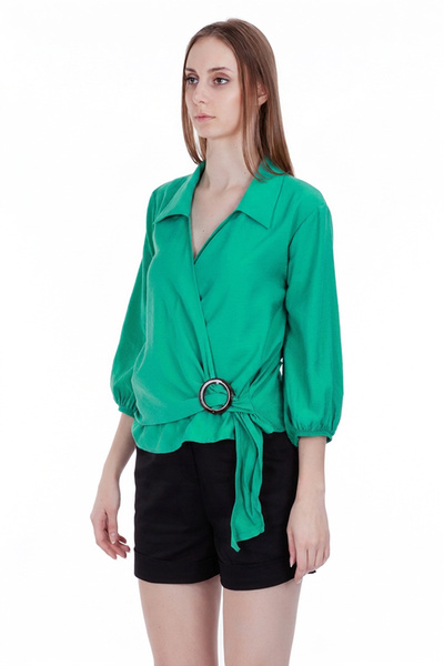 FIRST STYLE Stylish Green Turkish Blouse for a Beautiful Look